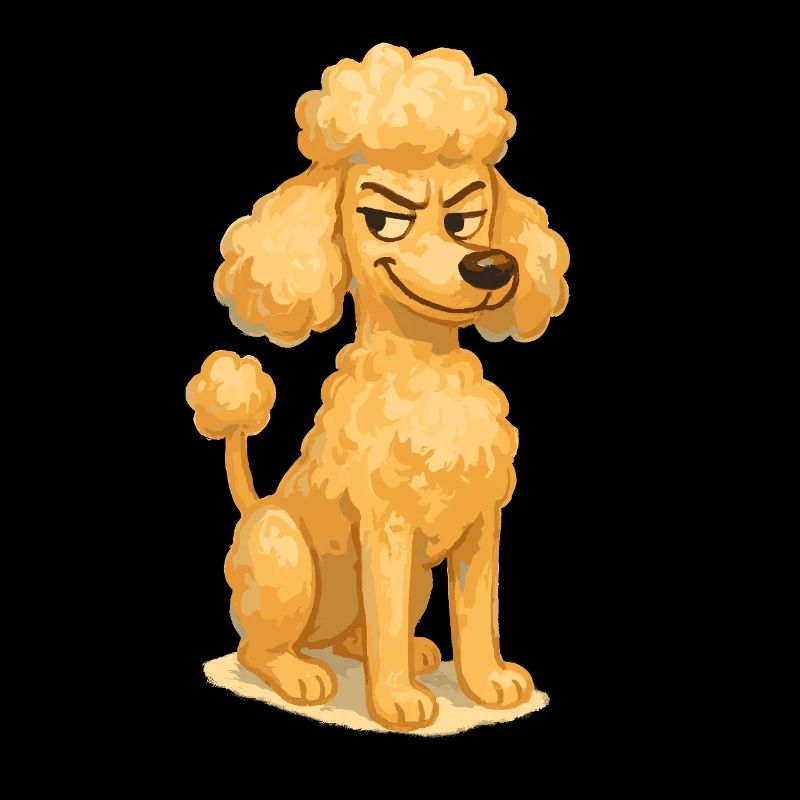Style de peinture de dessin animé de caniche coquin