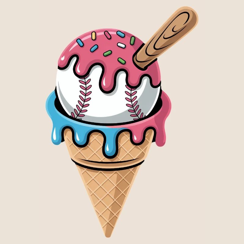Baseball Eiscreme Waffel Mit Schlaeger Streuseln