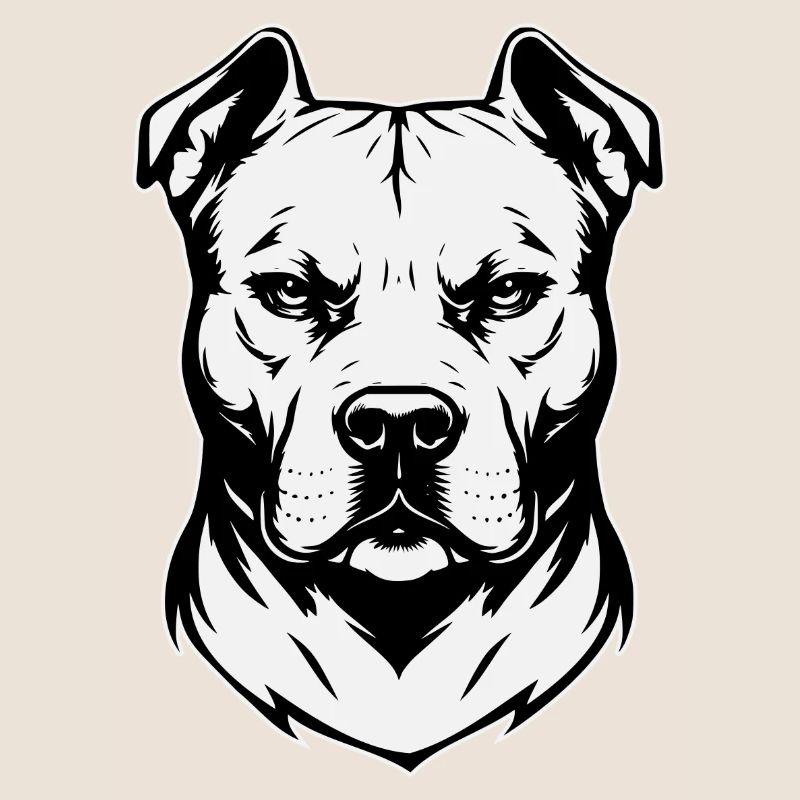 Conception de tête de pitbull noir et blanc