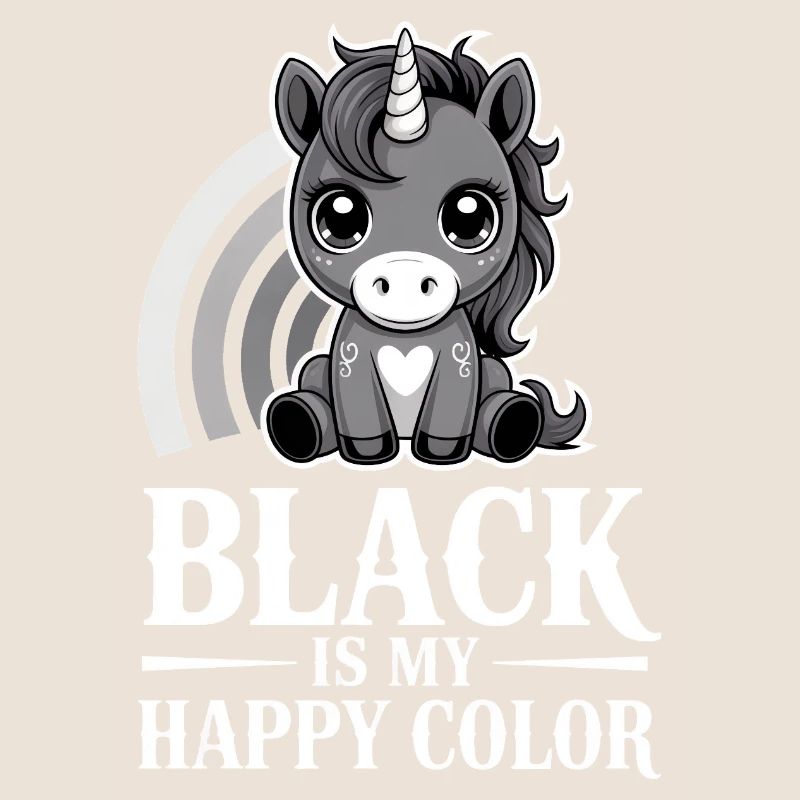 Le noir est ma licorne de couleur joyeuse