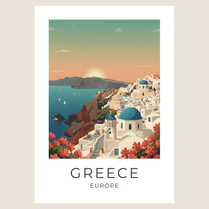 Santorini Sunset Coastal View