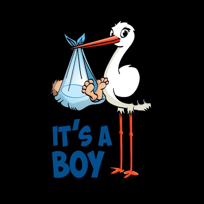 Cigogne avec un petit garçon ; « C’est un garçon »