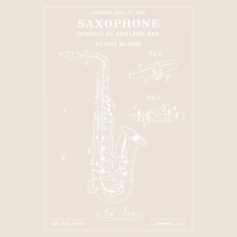Schéma vintage du plan du saxophone
