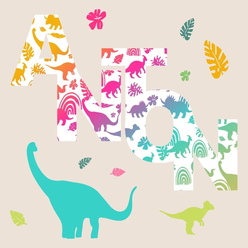 ANTON - Beautiful boy name with dinosaur