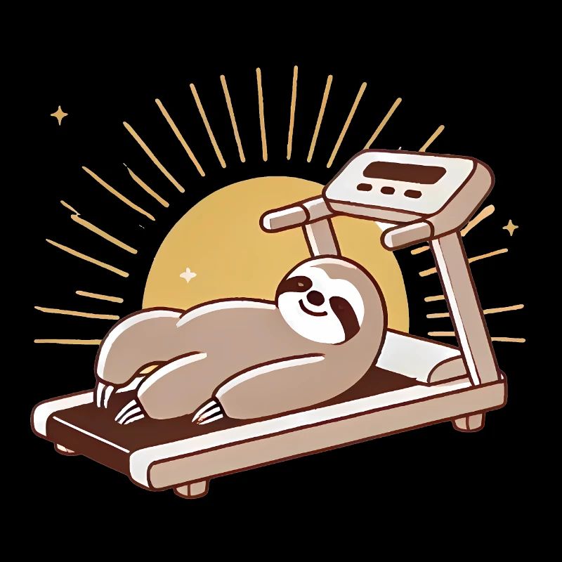 Retired Sloth on Treadmill Illustration