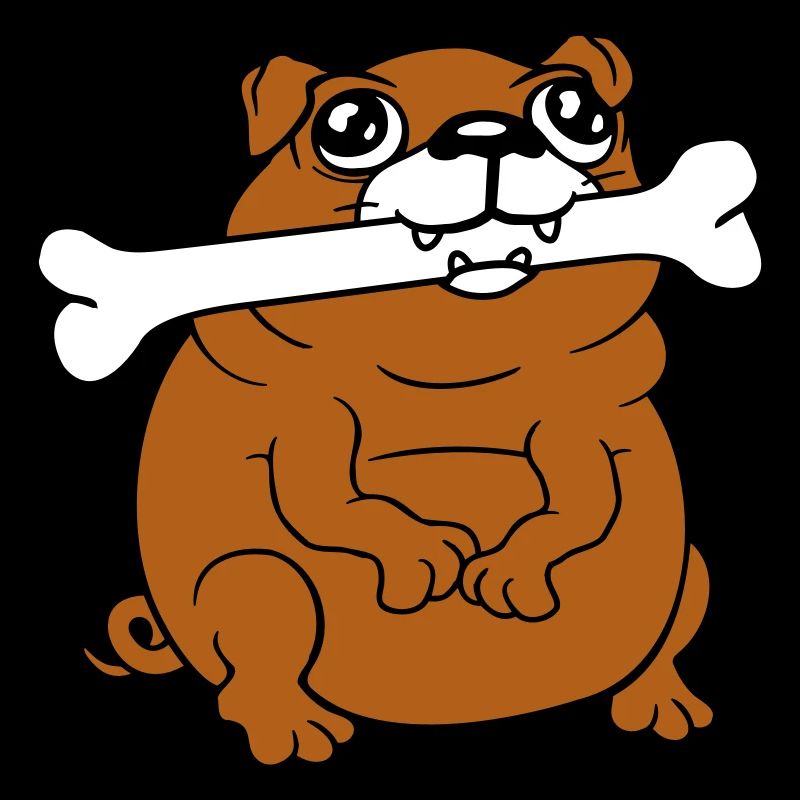 Mops Hund Knochen Maul HungerLecker Glücklich Cool