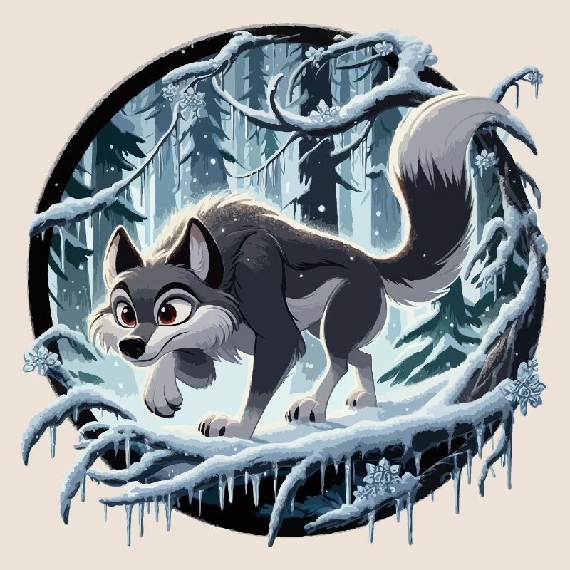 Wolf im eisigen Wald