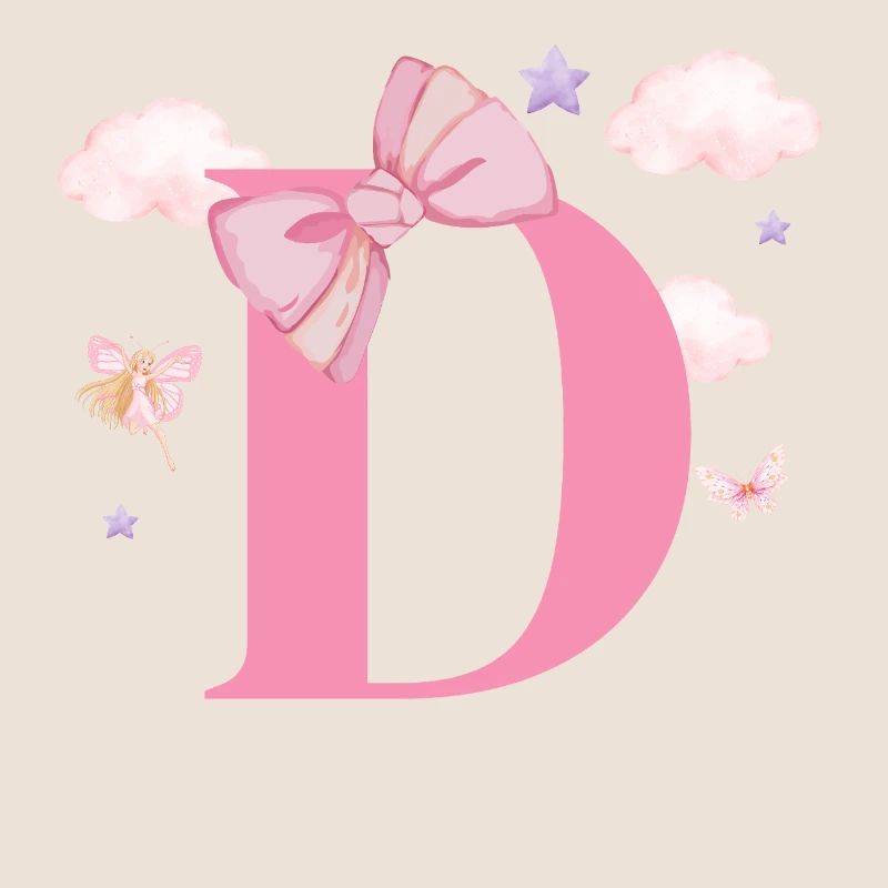 Pink Letter D Clouds
