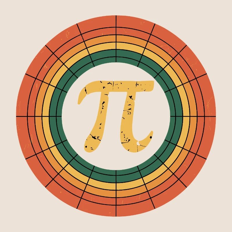 Retro Style Pi Tag Geometric Pattern Art