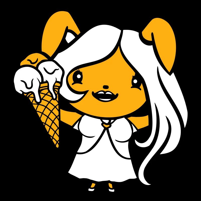 Hase isst Eis Waffel Eiscreme lecker Mädchen Frau