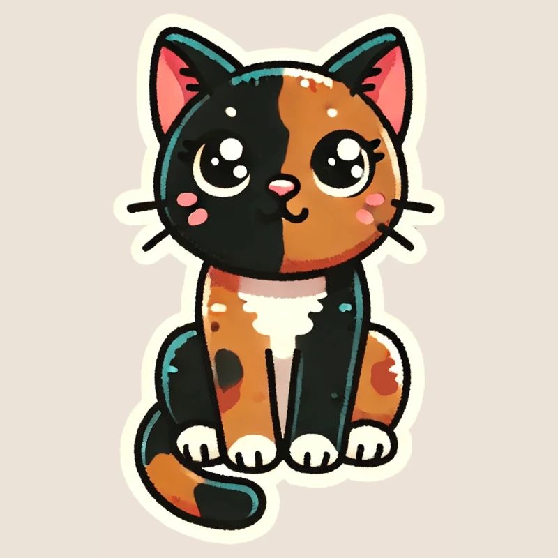 Cute Tortoiseshell / tricolor Cat is sitting nice