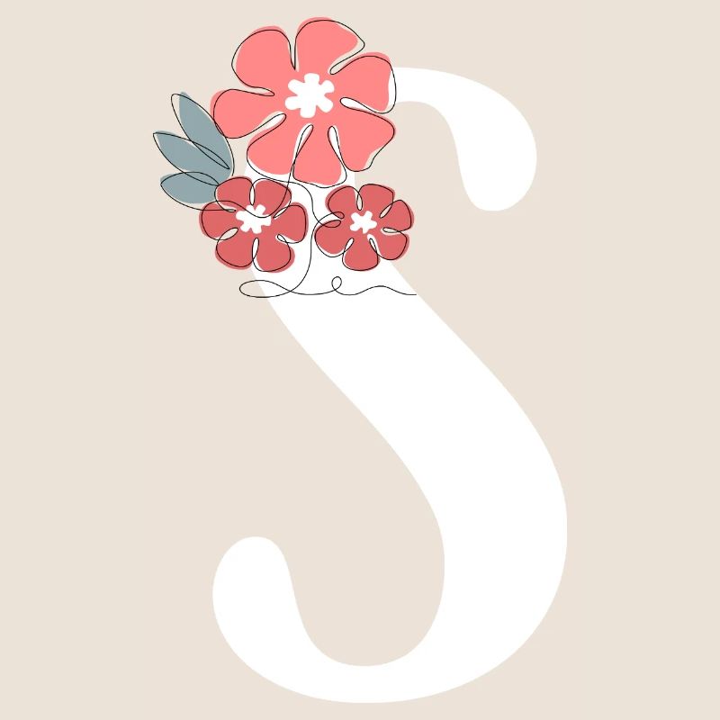 Lettre S fleurs minimalistes