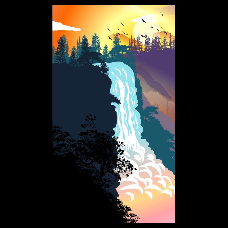 Waterfall Sunset