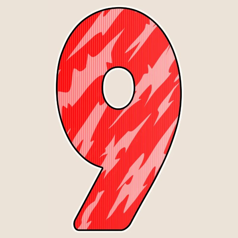Number 9 - Nine - 9 Motif Red Pattern