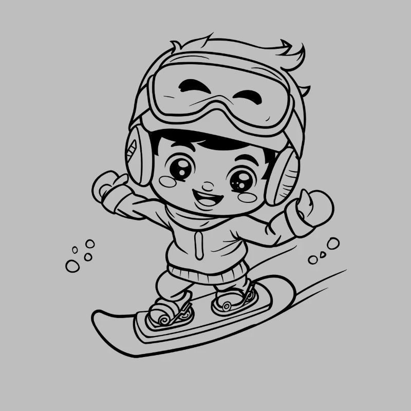 Kleiner Snowboarder Comic Look