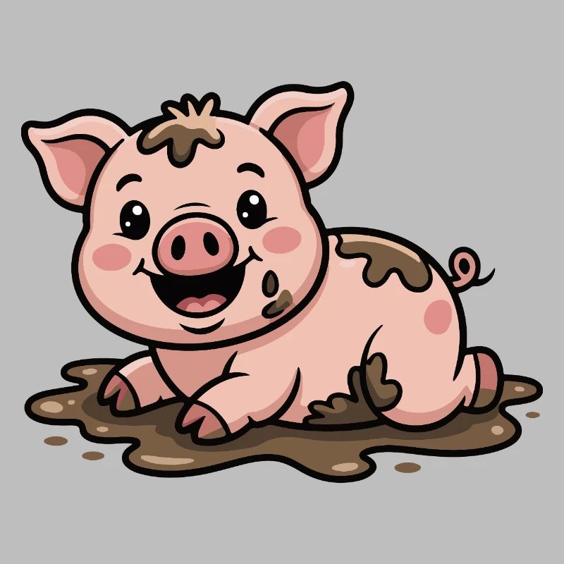 Cochon dans la boue mignon
