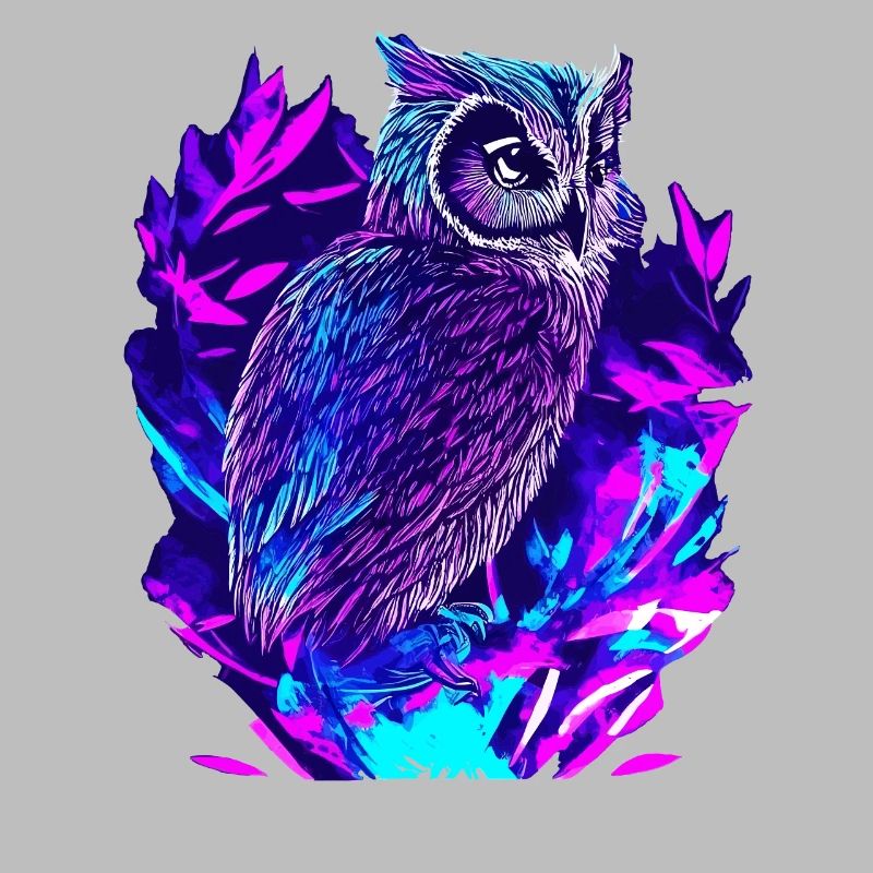 Neon Eule Psychedelische Eulen Kunst