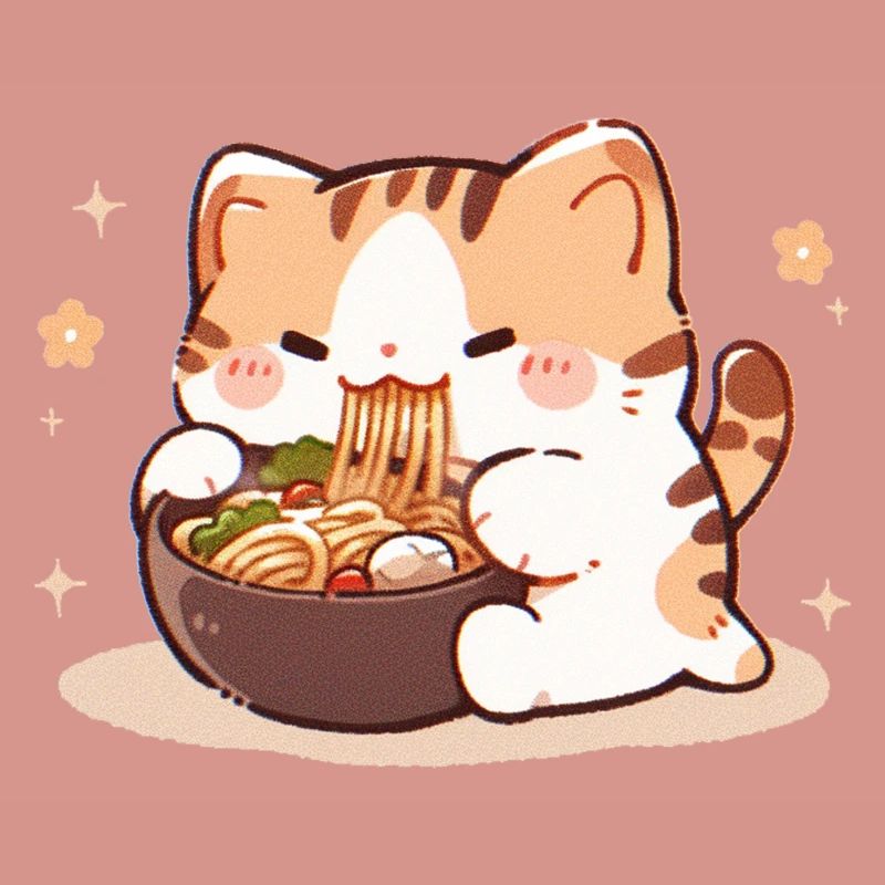 Mème de chat mangeant des spaghettis