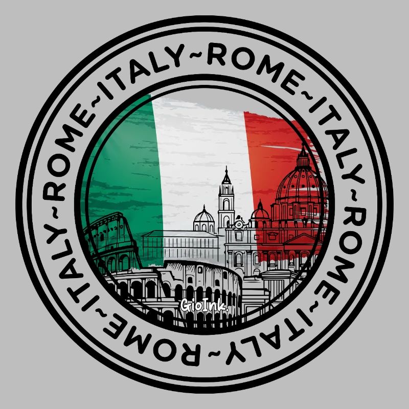 Silhouette de point de repère de l’Italie avec des couleurs de drapeau