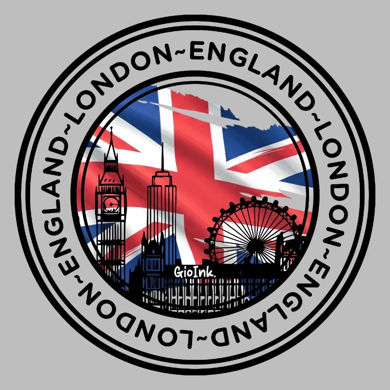 Collage de monuments londoniens avec Union Jack