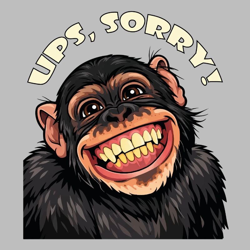 Oops, sorry! Funny Grinning Cartoon Monkey