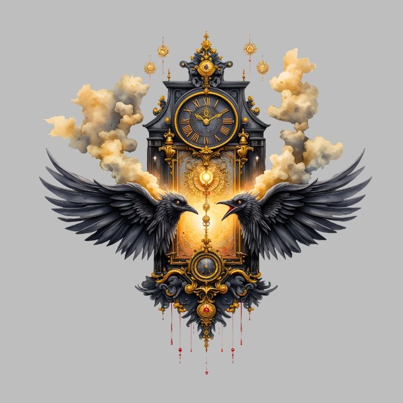 Ornamental Clock with Crows