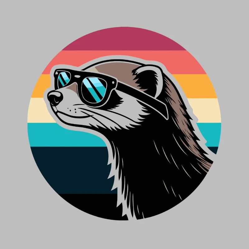 Frettchen-Silhouette Retro-Regenbogen