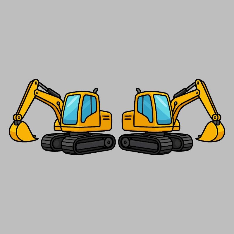 Silhouette de machine de construction double