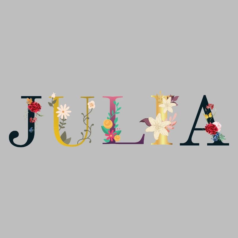 Le nom de JULIA est décoré de fleurs