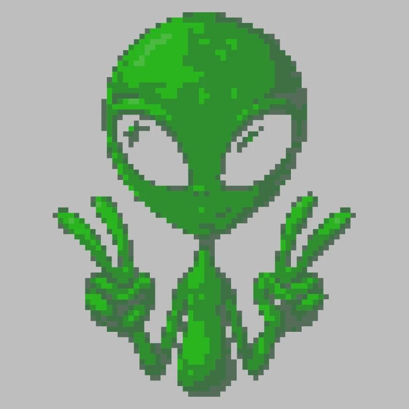 Pixel Alien Friedenszeichen