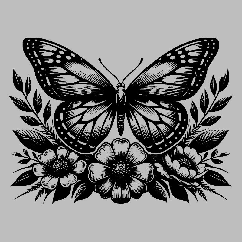 Schmetterling und Blumen Botanisches Kunstwerk