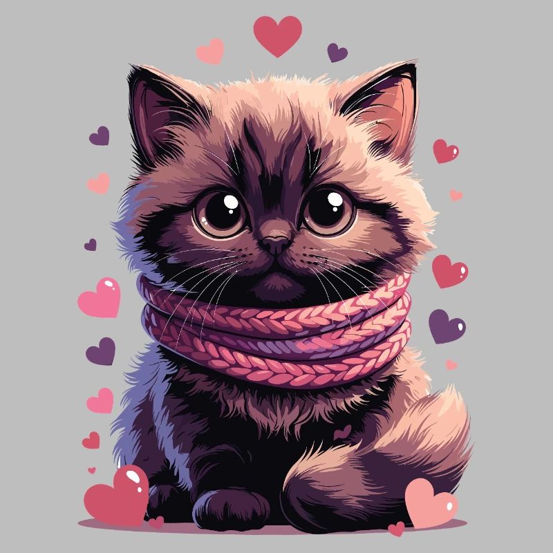 Chaton douillet écharpe rose