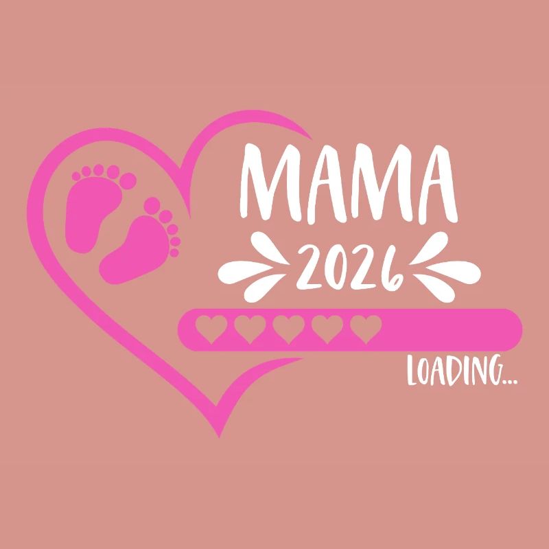 Mama 2026 loading Herz Version Mädchen pink rosa