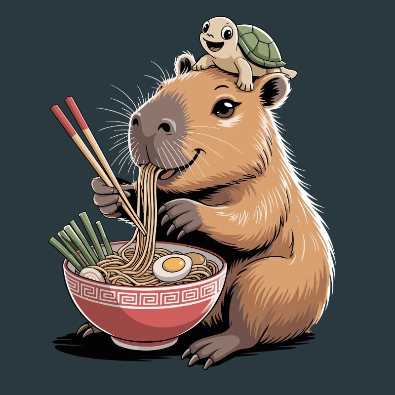Capybara mignon, ramen, tortue, capybara