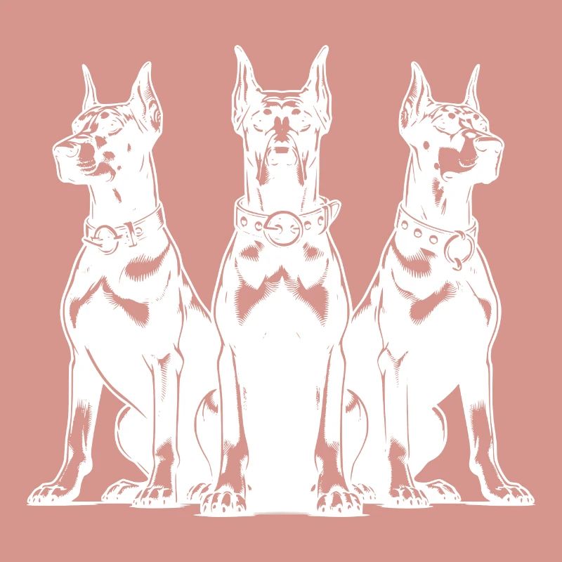 Drei wachsame Dobermänner Hunde