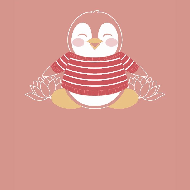 Pingouin méditant en pull rayé