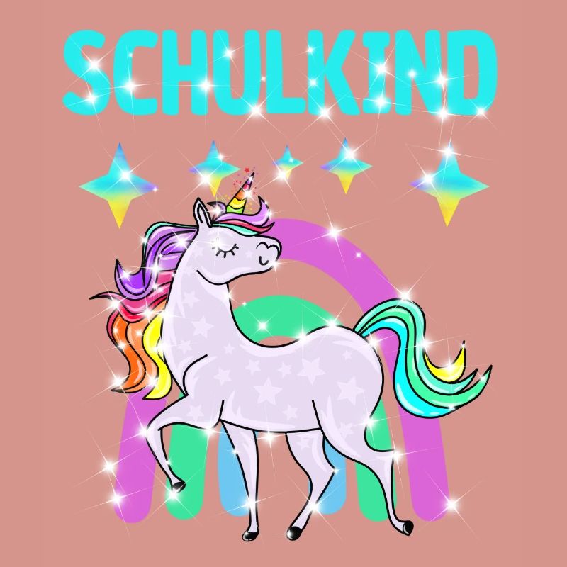 Schulkind Glitzer Einhorn mit Regenbogen