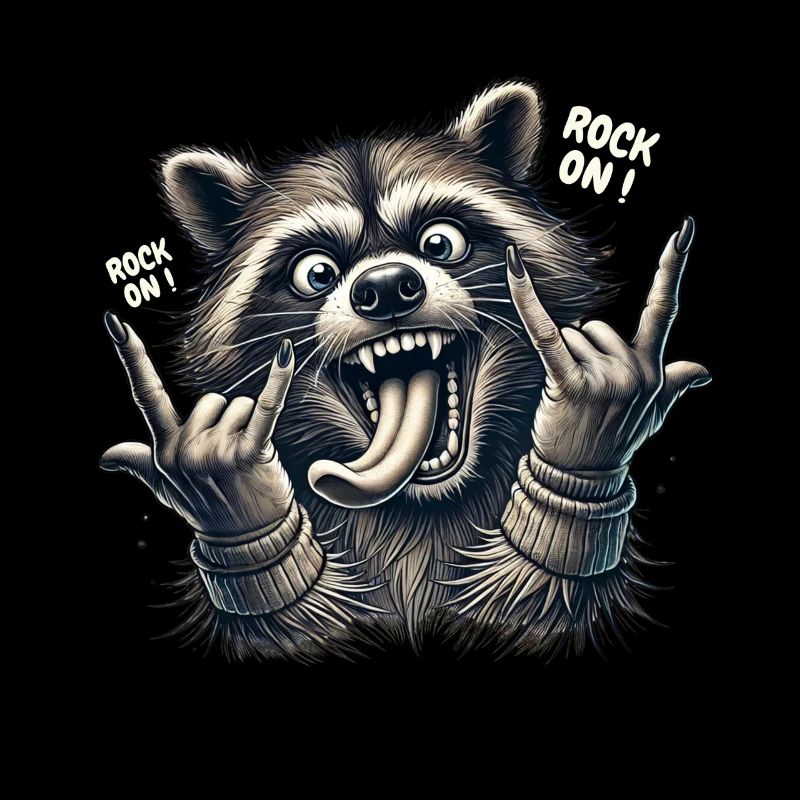 Rock On Waschbär Heavy Metal Design