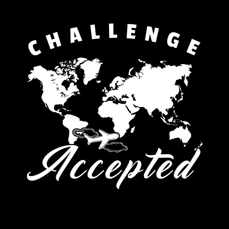 Challenge Accepted Geschenk Weltkarte Weltreise