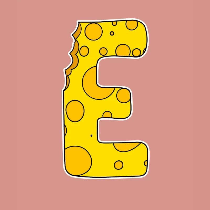 Letter E - Initial Letter E - Cheese Motif