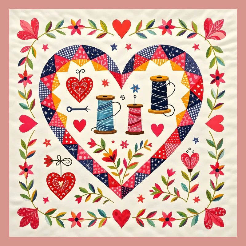 Patchwork Herz mit Garnen