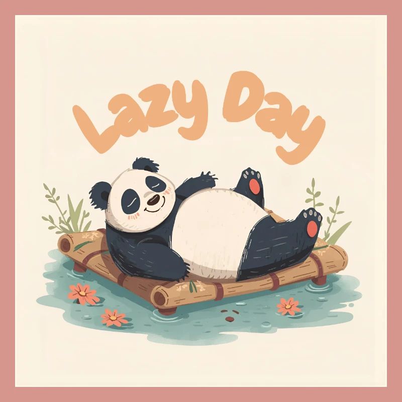 Panda napping on raft