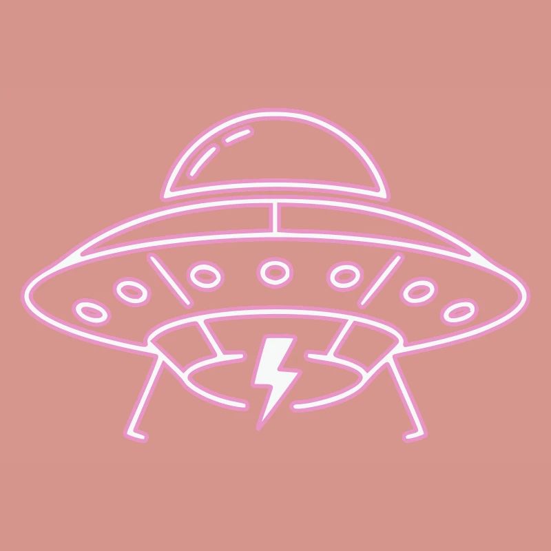 UFO Neon Pink Lightning Party Techno Vector