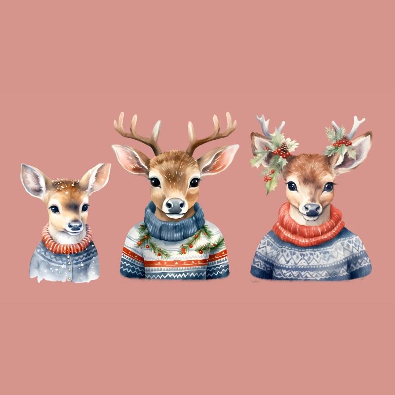 Winterhirsche Pullover-Trio