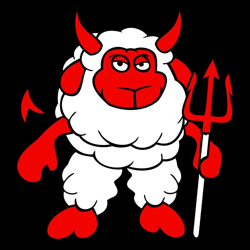 Mouton Diable Satan Enfer Mal Trident Cornes Cool