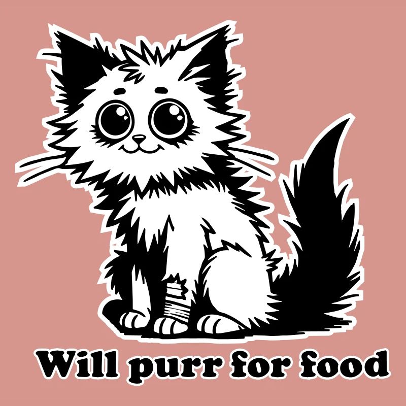 Chat sans abri - Will ronronnera pour la conception de nourriture