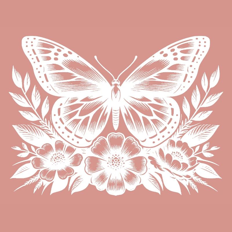 Schmetterling und Blumen Botanisches Kunstwerk