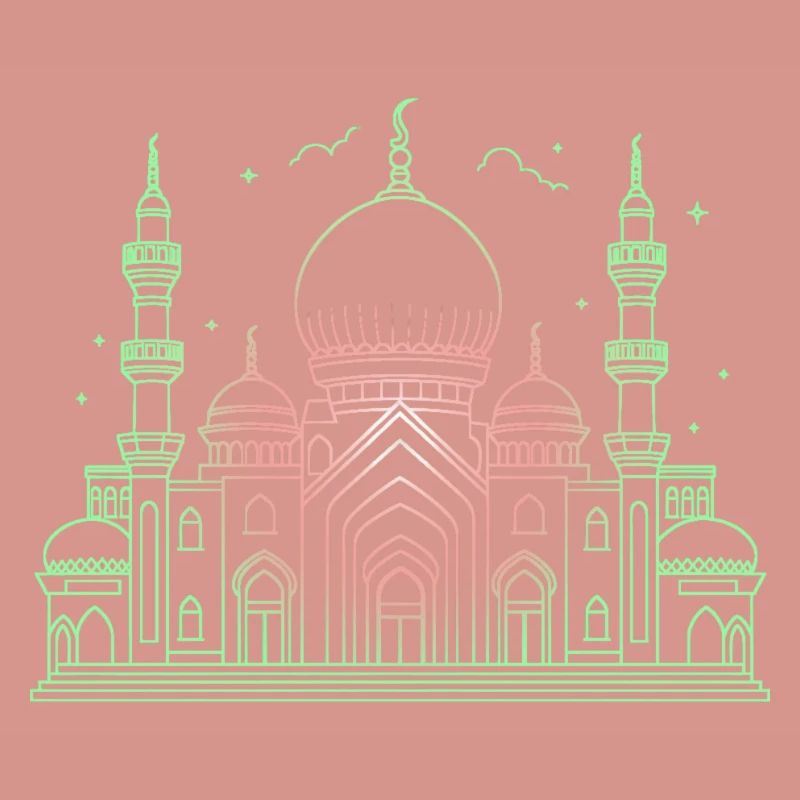 Moschee Stern Halbmond stilisiert grün oder schwarz