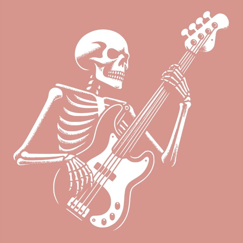 Squelette avec guitare basse. Conception de basses cool