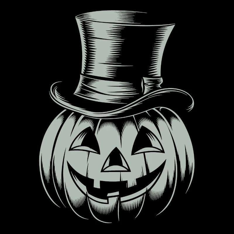 Halloween pumpkin with top hat line drawing